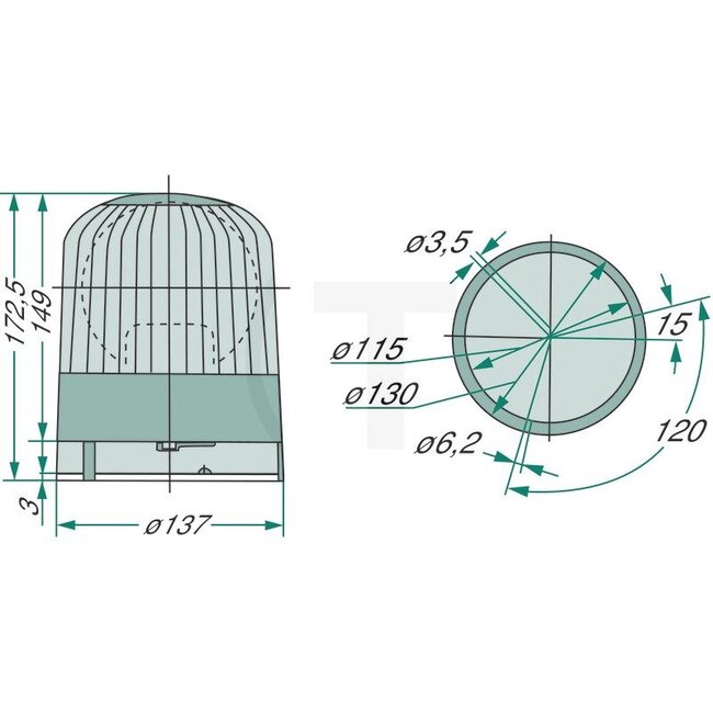 HELLA Rundumleuchte H1 "KL Junior" 12V | Anbau - 4552RL 007550001, 2RL007550001 | Nennspannung: 12 V | Leuchtmittel enthalten: ja | Lichtfunktion: rotierend | Durchmesser: 137 mm | Gesamthöhe: 173 mm | Anschluss: Bordnetzstecker | Schutzart: IPX9K, IP5K4K | Far