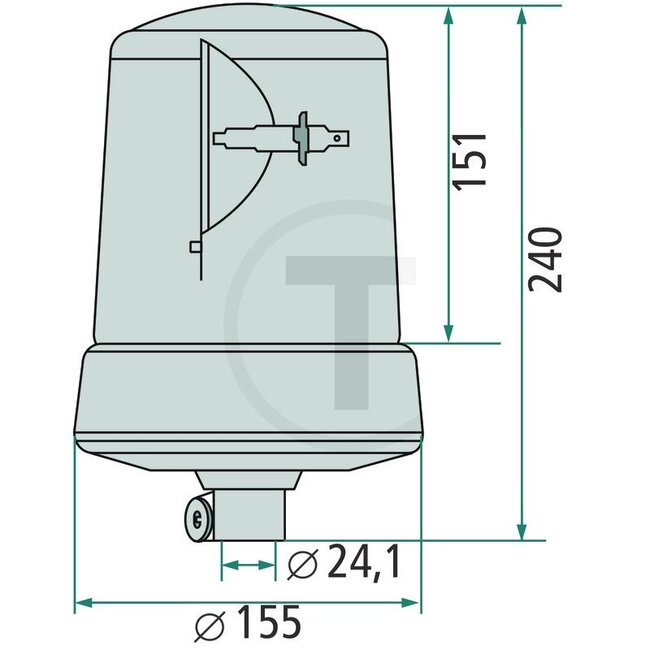 HELLA Beacon H1 KL 7000 12 V, 55 W, Ø 155 mm, 240 mm, push-on pin | 2RL008063101