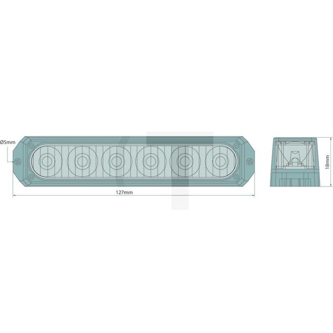GRANIT LED flashing beacon orange 6 LEDs, 127 x 28 x 18 mm, 12 / 24 V