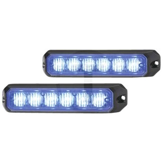 HELLA Flitslamp LED 12 / 24 V blauw, 6 LED's, 13,8 W, geschroefd