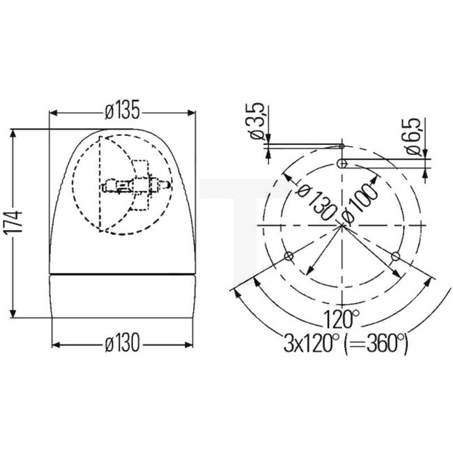 HELLA Rundumleuchte KL Rotafix H1 blau 12 V, Ø 130 mm, Magnet | 2RL007337121