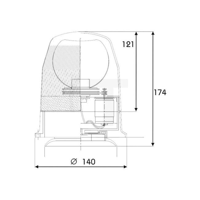 PROPLAST Zwaailamp PRO-EUROLINE Halogeen, magneetbevestiging - 50240504001, 40504001 | Netspanning: 12 / 24 V | Lamp: H1 | Totale hoogte: 174 mm | Kleur: oranje | Buiten-Ø: 140 mm | Materiaal: Zwaailampglas: Polycarbonaat | Bouwwijze: Halogeen | Montagewijze: Magn