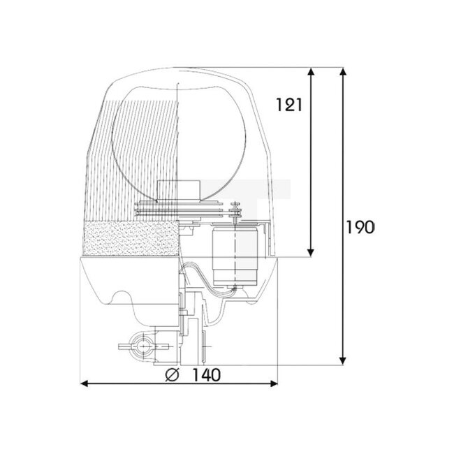 PROPLAST Rotating beacon PRO-EUROLINE H1 12 / 24 V, Ø 140 mm, flexible pipe socket