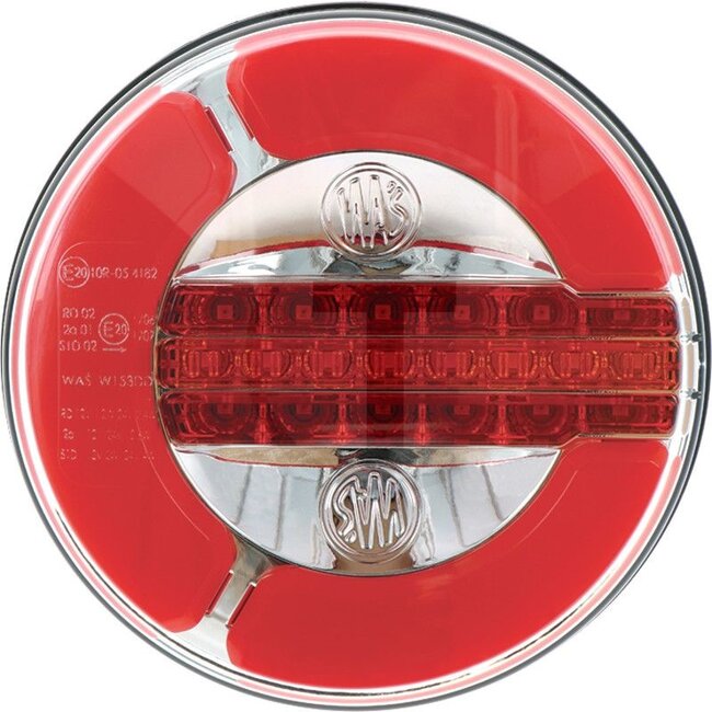 GRANIT LED rear light Left/right - 7070010057, 1129DD | Dimensions W x H x D: Ø 142 x 38 mm | Light function: Position light/brake light/indicator light | Bulb: LED | Bulbs included: Yes | Mounting type: Bolted, horizontal mounting | Fixing: M6 | Hole spacing: 4