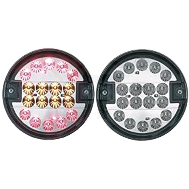 GRANIT LED rear light - 50780801807, DSL8080/1807 | Dimensions W x H x D: Ø 155 x 102 mm | Light function: Indicator light, rear light, brake light | Bulb: LED | Bulbs included: Yes | Mounting type: Screwed, vertical mounting | Fixing: M6 | Hole spacing: 45 mm |