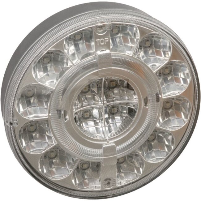 ASPÖCK LED-achterlicht Braspoint, Ø: 140 mm, 12 / 24 volt - 504339200207 | Afmetingen B x H x D: Ø 140 x 42 mm | Lichtfunctie: Knipperlicht, achterlicht, remlicht | Bevestiging inschroefdraad: horizontaal | Netspanning: 12 / 24 V | Aansluiting: 5-polige bajonet