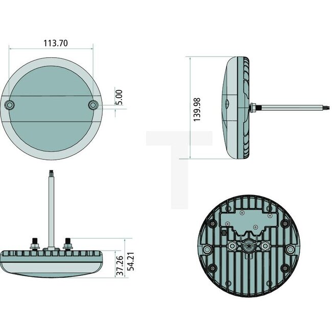 GRANIT LED rear light Left/right, including resistor - 7070010449 | Nominal voltage: 12 V | Installation location: Left/right | Bulb: LED | Bulbs included: Yes | Connection: Open cable ends | Form: Round | Cable length: 2.0 m | Dimensions W x H x D: 140 x 140 x