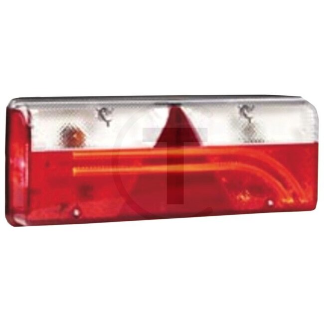 ASPÖCK Rear light left, with 7 pin ASS2 connector, parking light in LED (Light Guide), SML, triangle reflector - 504257000507 | Type: Bulb/LED | Installation location: Left | Form: Rectangular | Nominal voltage: 24 V | Type: EUROPOINT III | Width: 400 mm | Heigh