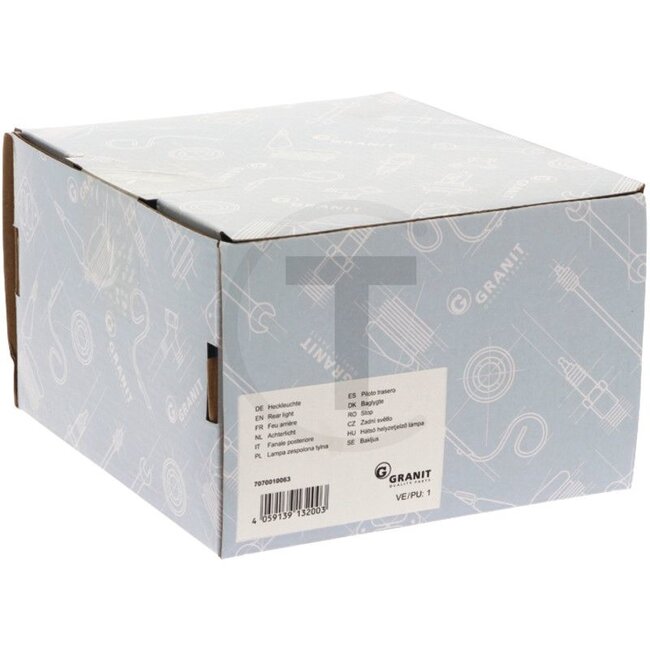 GRANIT Achterlicht LED rechts - 7070010063 | Afmetingen B x H x D: 163 x 144 x 60 mm | Lichtfunctie: Achterlicht, remlicht, knipperlicht, achteruitrijlicht en reflector | Lamp: LED | Inclusief lamp: ja | Montagewijze: geschroefd | Bevestiging inschroefdraad: M6