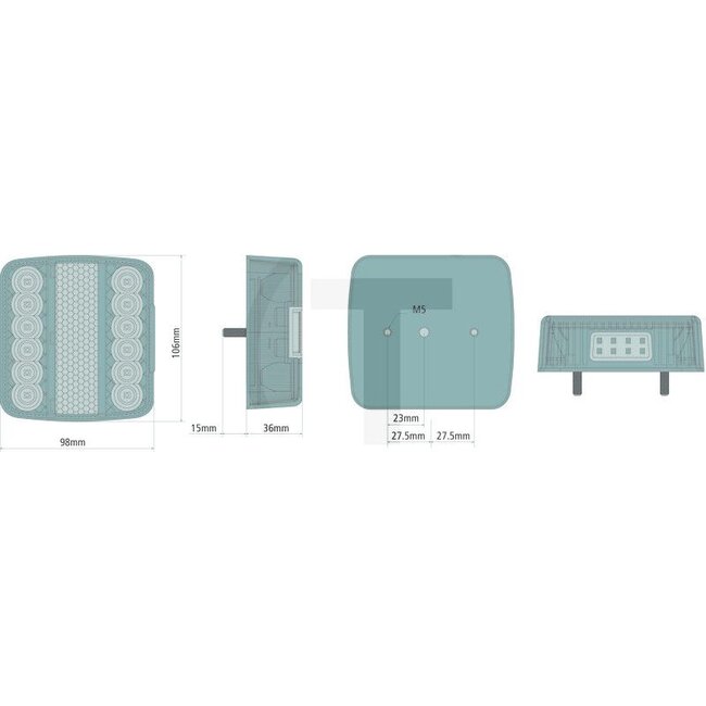 GRANIT Rückleuchte LED links / rechts - Abmessungen B x H x T: 98 x 106 x 36 mm