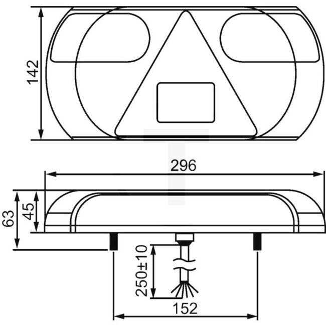 HELLA LED rear light 296 x 142 x 45 mm, pin spacing 152 mm, 12 V | VF2VP357016011