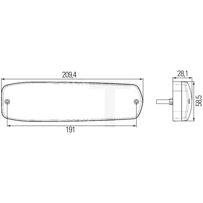 HELLA LED-achterlicht 209 x 59 x 28 mm, gatafstand 191 mm, 12 / 24 V | 2SD343910001