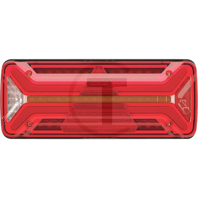 ASPÖCK LED Rückleuchte rechts, mit 7 pol. AMP Anschluss, Voll-LED, 10 - 30 Volt, 4x2 pol. Superseal Zusatzanschlüsse, Dreieckrückstrahler, ISO Impuls nach ISO 13207