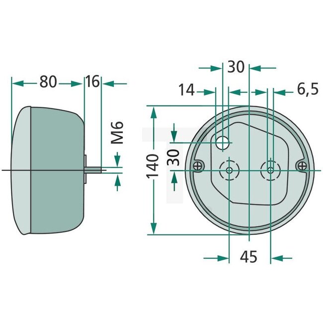 GRANIT Rücklicht Ø 140 x 80 mm, 12 / 24 V, rechts | G716900020090, G716900020120, 8080/17