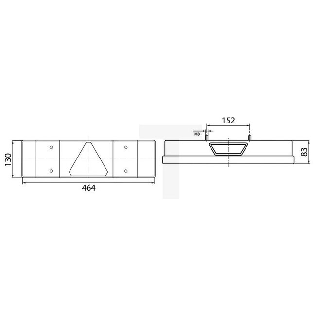 Vignal Achterlicht LC7T 464 x 130 x 83 mm, leiding schroefverbinding achter | 168770