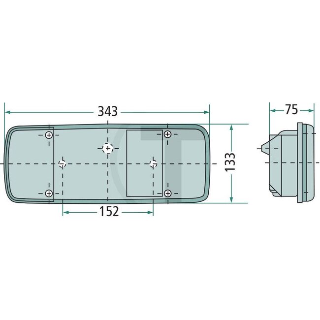 HELLA Rücklicht 343 x 133 x 75 mm, 12 / 24 V, rechts, R10W, P21W - 2SK003567321
