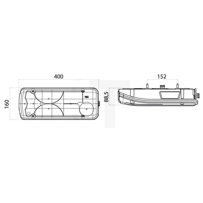 Vignal Achterlicht LC8 rechts, 400 x 160 x 88,5 mm, 7-polig AMP 1.5 achter