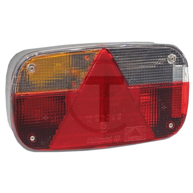 ASPÖCK Achterlicht "MULTIPOINT III" links, met 5-polige bajonetaansluiting en mistachterlicht - 504248000007, 404492001 | Afmetingen B x H x D: 244 x 138 x 60 mm