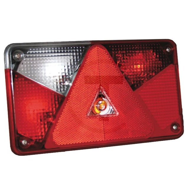 ASPÖCK Achterlicht "MULTIPOINT V" links, met 5-polige bajonetaansluiting en mistachterlicht - 504248500007, 411510001 | Afmetingen B x H x D: 238 x 140 x 55 mm