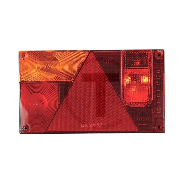 ASPÖCK Achterlicht "MULTIPOINT I" links met doorvoertule en mistachterlicht, zonder lichtbron - 504245000157, 401478001 | Afmetingen B x H x D: 240 x 140 x 52 mm