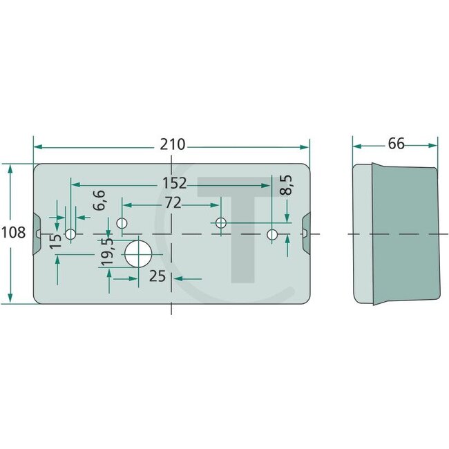 HELLA Achterlicht links 210 x 108 x 66 mm, gatafstand 72 mm, 12 / 24 V | 2SD006040031
