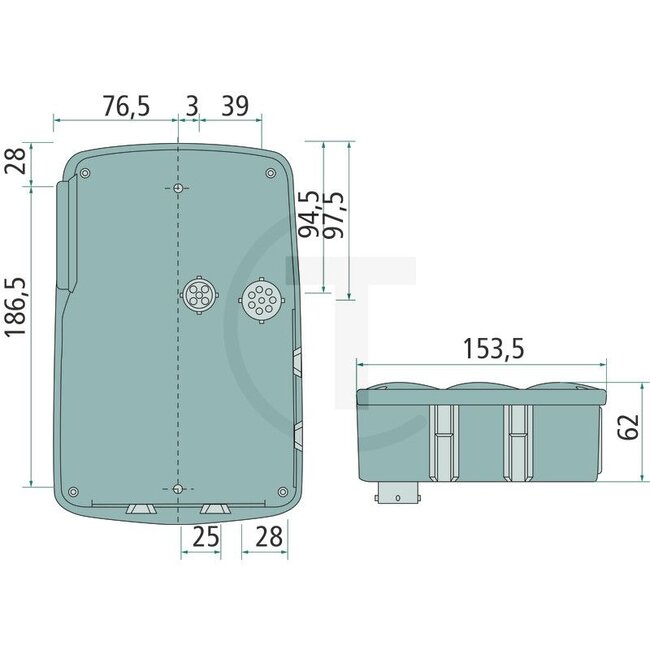 ASPÖCK Achterlicht "EARPOINT IV" links, met 5 + 8-polige bajonetaansluiting, NES + RFL - 504244755007 | Afmetingen B x H x D: 153,5 x 236 x 62 mm
