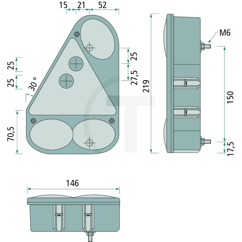 ASPÖCK Achterlicht EARPOINT III links, 146 x 219 x 53 mm, 5-polige bajonet, foto 2 van 2
