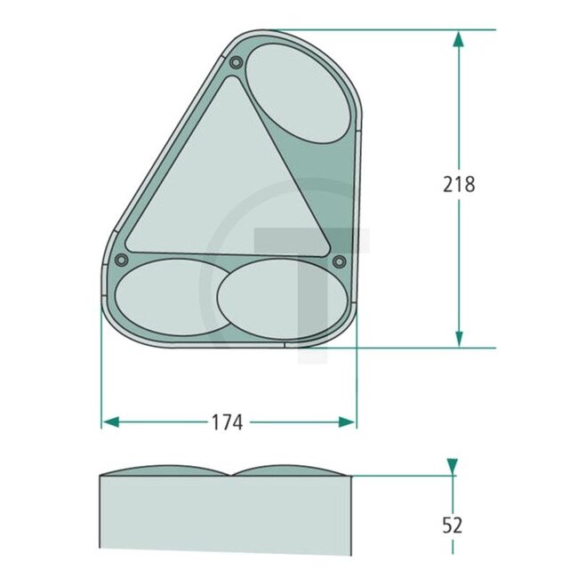 GRANIT Achterlicht rechts 218 x 174 x 56 mm, M6, gatafstand 150 mm, 12 V