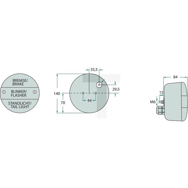 ASPÖCK Rear light Left/right - Dimensions W x H x D: Ø 140 x 84 mm - 288, DSL-182AR