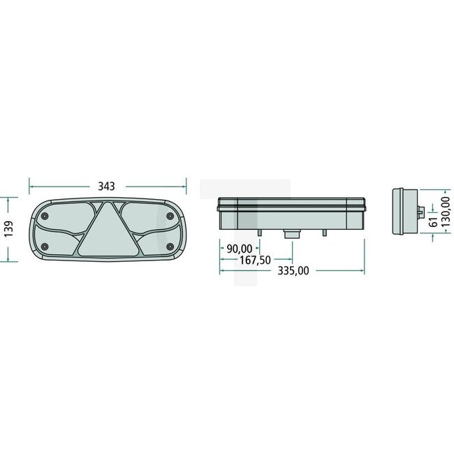 ASPÖCK Achterlicht ECOPOINT I links, 344 x 140 x 78 mm, 2-polig ASS2