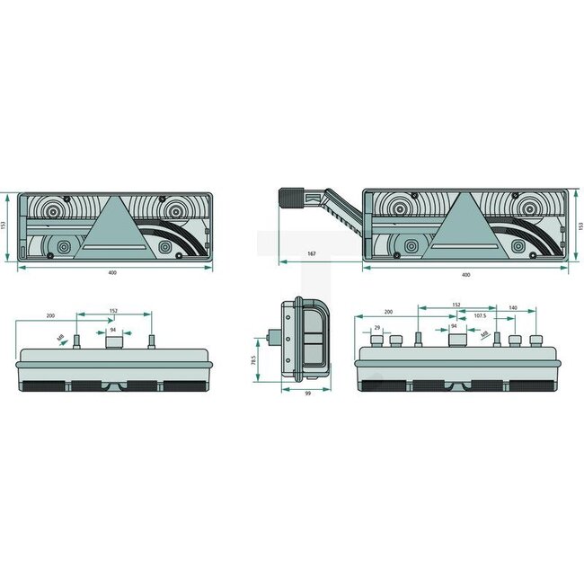 ASPÖCK Heckleuchte Europoint III rechts 400 x 153 x 88 mm, 24 V