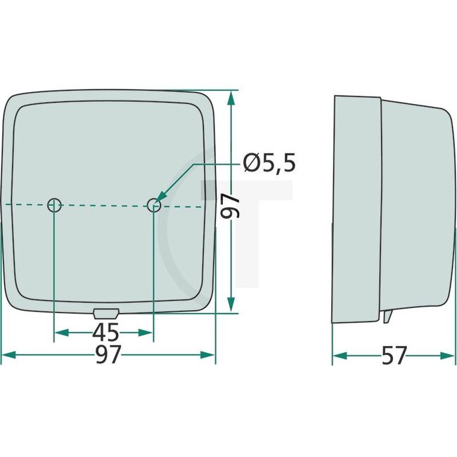 HELLA Nebelschlussleuchte - Abmessungen B x H x T: 97 x 97 x 57 mm, Leuchtmittel: P21W - 2NE003315011