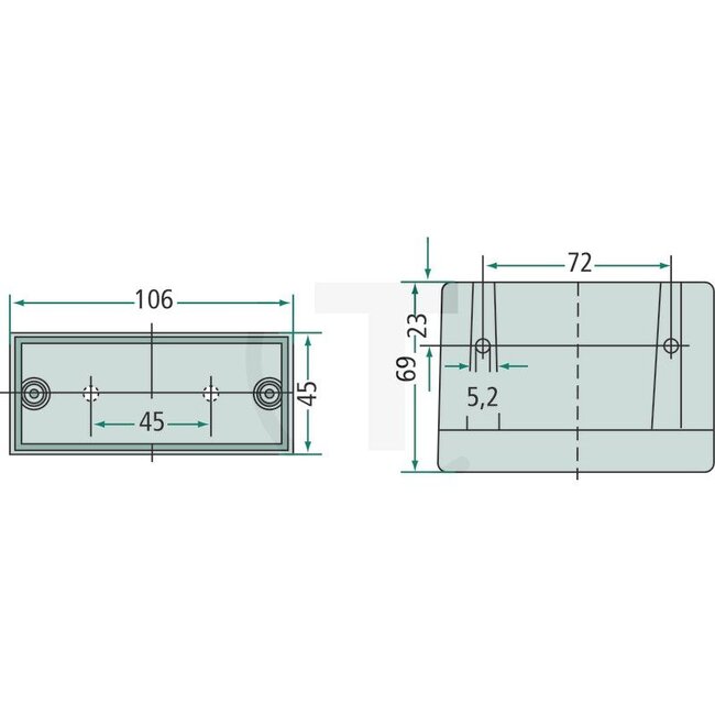 HELLA Mistachterlicht - 4552NE 006609001, 2NE006609001 | Afmetingen B x H x D: 106 x 45 x 69 mm | Lamp: P21W | Inclusief lamp: nee | Materiaal: Behuizing: kunststof