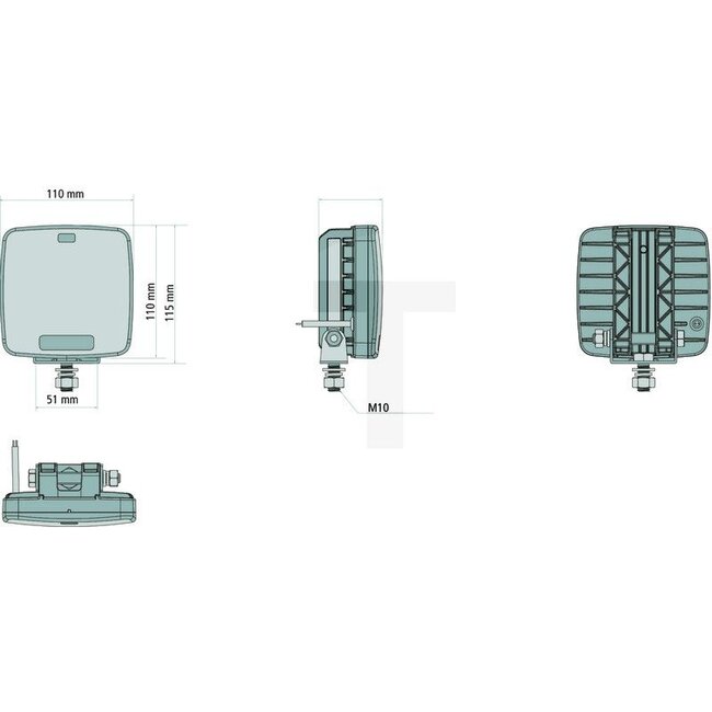 GRANIT LED reversing light - Dimensions W x H x D: 110 x 52 x 116 mm, Connection: Open cable ends