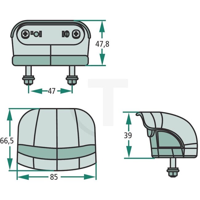 GRANIT LED kentekenverlichting - 50742A12, DSL42A/12 | Lamp: LED | Gatafstand: 47 mm | Plaats: oben / unten / rechts / links