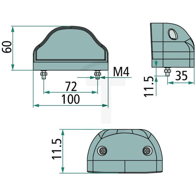 ASPÖCK Kennzeichenleuchte LED mit 500 mm Leitung und P&R Anschluss, 24 Volt - Leuchtmittel: LED