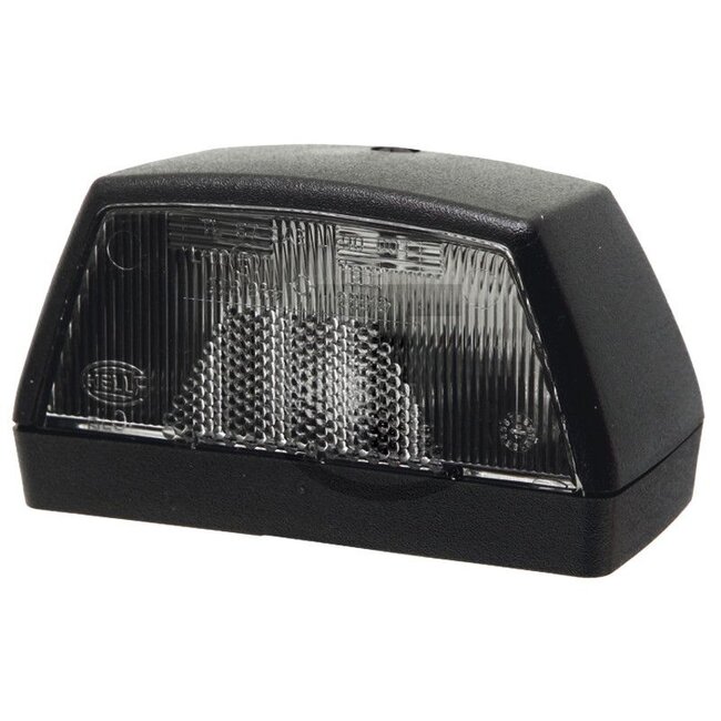 HELLA Kentekenverlichting - 4552KA 003389068, 04385089, 2KA003389-068 | Lamp: R10W | Kleur: zwart | Aansluiting: Vlakstekker