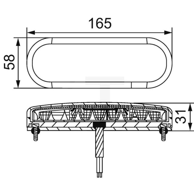 HELLA LED indicator light 12 / 24 V, 165 x 58 x 31 mm, cable 210 mm | VF2BE357022001