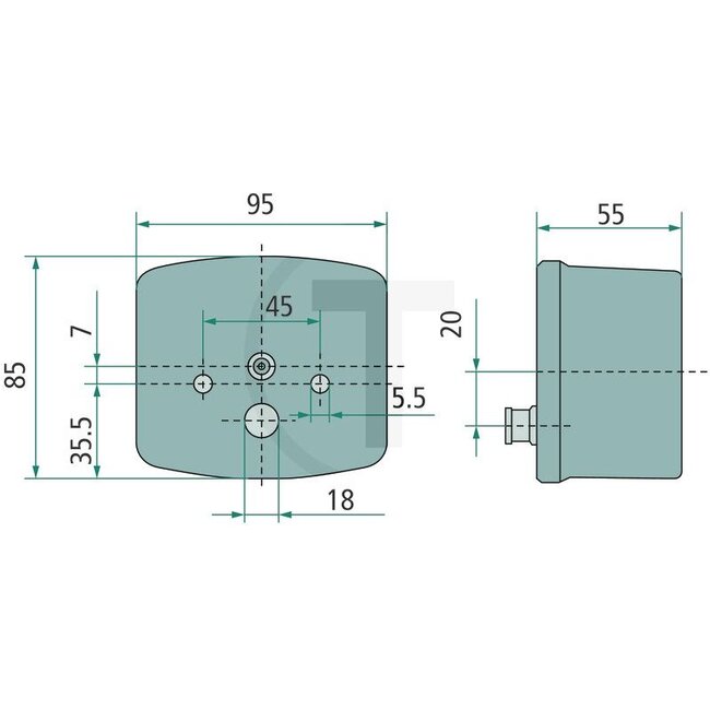 GRANIT Knipper-breedtelicht / knipperlicht - 70702021, 11.0025.020, 1-40-173-003 | Lamp: 12V21WK / P21W | 12V5WK / R5W | Kleur: geel, wit | Afmetingen: 95 x 85 x 55 mm