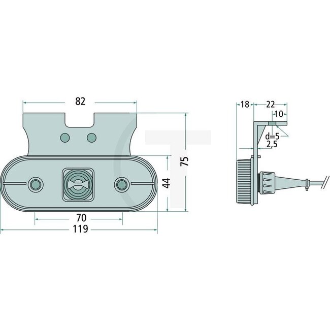 ASPÖCK Lamp SML 24V, Unipoint I LED geel, 1.500 mm, P&R aansluiting, 2 polig stopcontact op de achterkant - 504312064034