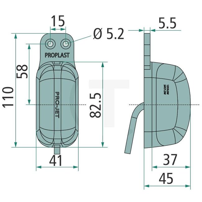 PROPLAST LED Umrissleuchte PRO-JET, 2 Stück - 5024000132440001324 | Leuchtmittel: LED | Farbe: rot, weiß | Anschluss: P&amp;R | Breite: 110 mm | Höhe: 41 mm | Lochabstand: 15 mm | Abmessungen B x H x T: 110 x 41 x 45 mm | Tiefe: 45 mm | Befestigung: Pendelhalter g