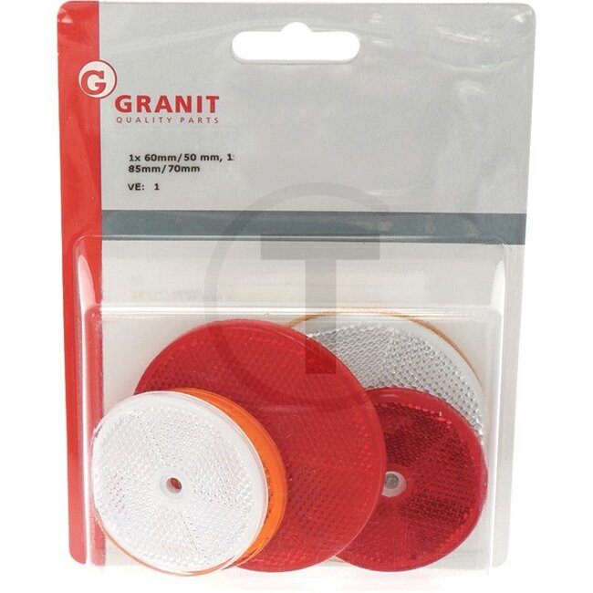 Rückstrahler Sortiment, 6-tlg. (3x 84 mm / 3x 61 mm) - 300003000, 170165, P040.06, 843, 20.20.06