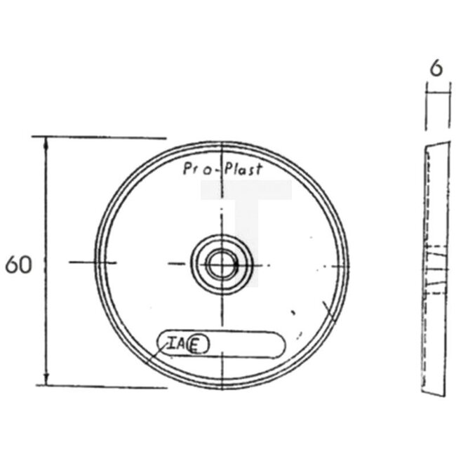 PROPLAST Reflector round white, Ø 60 mm, bore Ø 6,0 mm