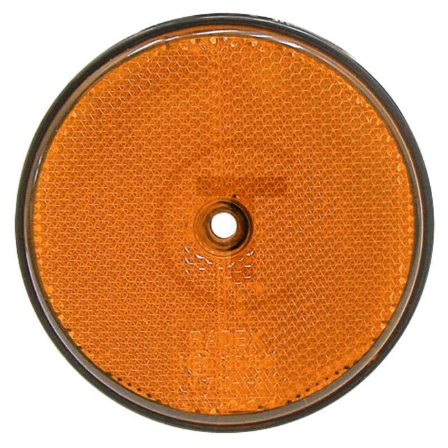 Reflector oranje, 2 stuks, 2 stuks - 499036330.0003.010, 845, 2274012 | Kleur: oranje | Vorm: rond | Uitvoering: oranje, 1 centraal bevestigingsgat, Ø: 85 mm | Montagewijze: geschroefd