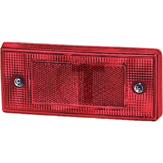HELLA Rückstrahler Gummi, rot - Farbe: rot, Breite: 196 mm, Höhe: 88 mm, Materialstärke: 19,5 mm