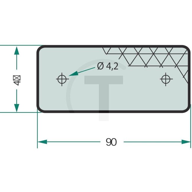 Reflector rechthoekig rood 90 x 40 mm - 4 stuks | 9040, 849