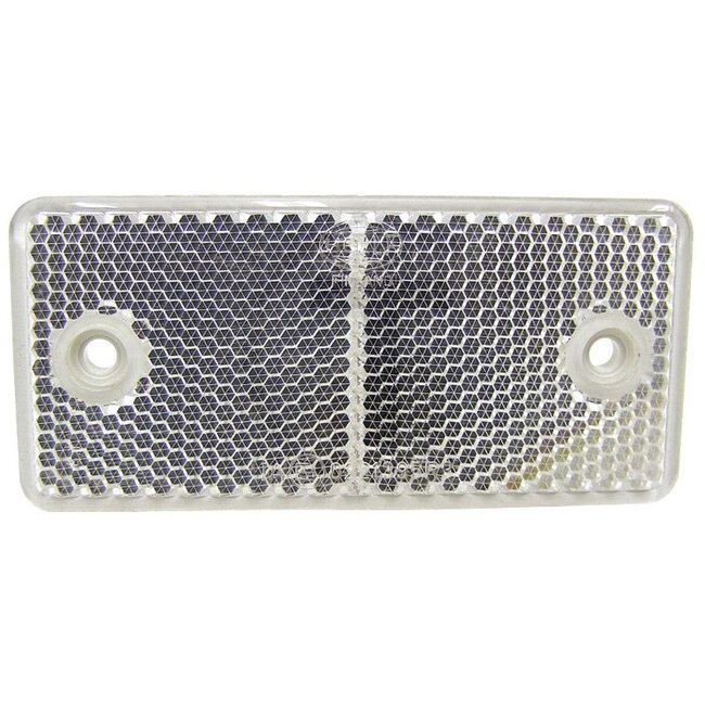 HELLA Rückstrahler - Farbe: weiß, Breite: 94 mm, Höhe: 44 mm, Materialstärke: 6,5 mm, Bohrung-Ø: 4,3 mm - 8RA003326021