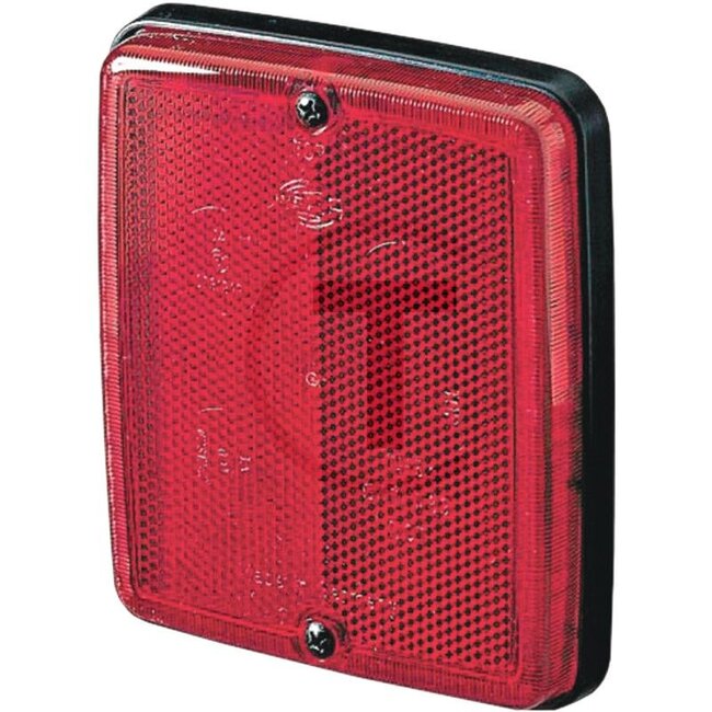 HELLA Reflector - 4558RA 003660007, 8RA003660007 | Kleur: rood | Breedte: 117 mm | Hoogte: 139 mm | Materiaaldikte: 21,5 mm | Gatafstand: 115 mm