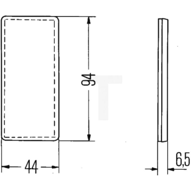 HELLA Rückstrahler - Farbe: gelb, Breite: 94 mm, Höhe: 44 mm, Materialstärke: 6,5 mm - 8RA003326041