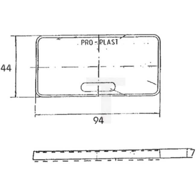 PROPLAST Reflector rectangular white 94 x 44 mm, thickness 7 mm, bonded